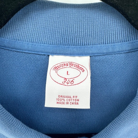 Brooks Brothers 346 Original Fit Long Sleeve Polo Shirt Mens L Blue Cotton - Picture 4 of 9